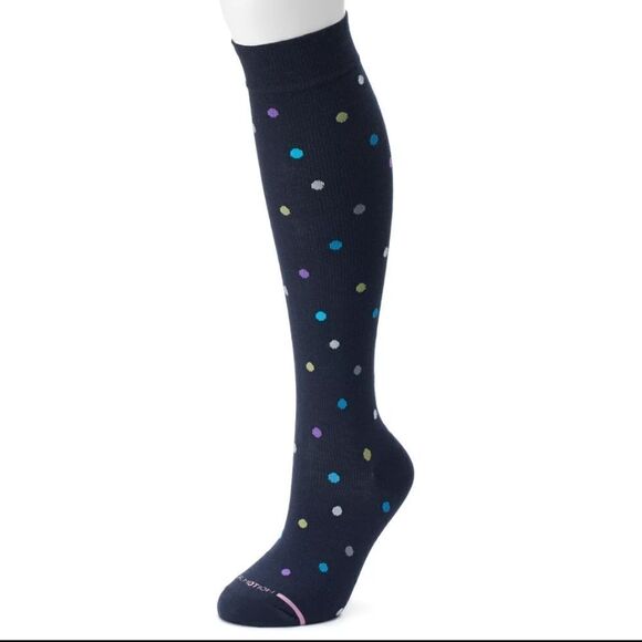 Dr. Motion Compression Knee Highs Polka Dot MEDIUM - Picture 1 of 5